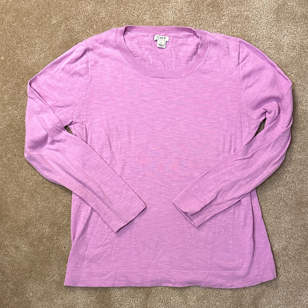 Purple/pink J. Crew Long Sleeve Teddy Sweater Top